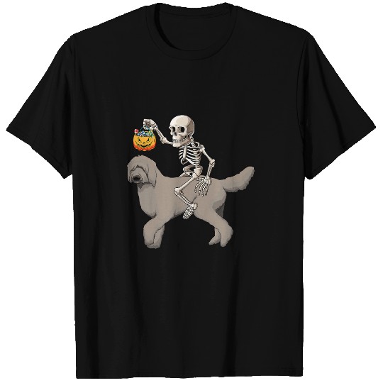 Cute Labradoodle Pet Dog Spooky Skeletons Halloween Costume T-Shirts