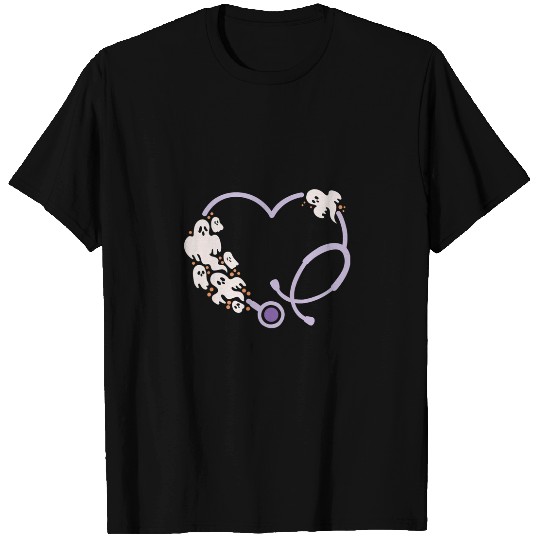 Halloween Stethoscope Funny Ghosts Doctor nurses Crew Women T-Shirts