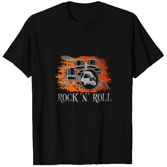 Drums RockNRoll Drummer Skeletons Musical Instrument T-Shirts