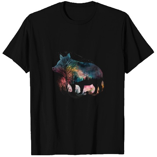 Colorful Wilderness Nature Pig Reflection T-Shirts