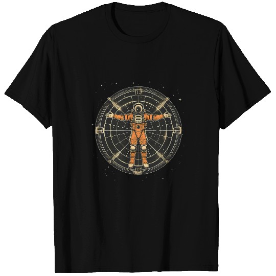 Astronaut Vitruvian Man Funny Leonardo Da Vinci Graphic T-Shirts