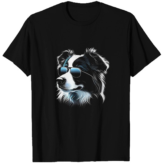 Australian Shepherd Sunglasses Walking Pet T-Shirts