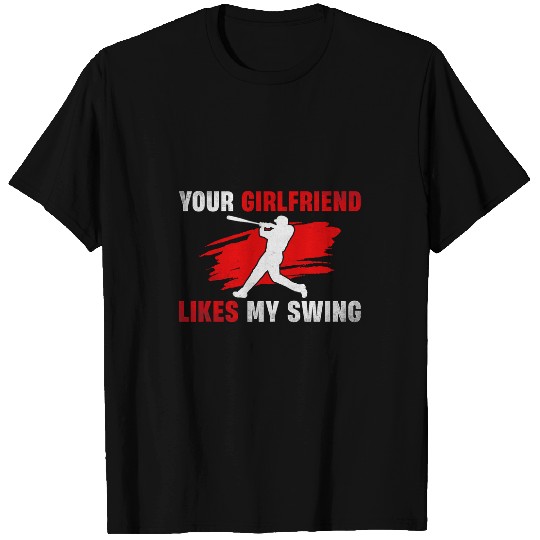 Funny Baseball Tee Your Girlfriend Likes My Swing Youth Boys T-Shirts
