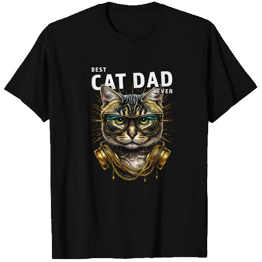 DJ Cat Cool Style Playing Turntables Music bests Dad T-Shirts
