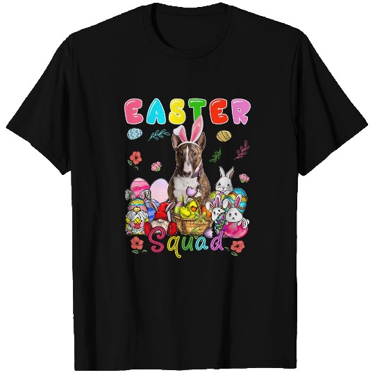 Easter Squad Group Gnomes Bunnies Bull Terrier Hunting Eggs T-Shirts