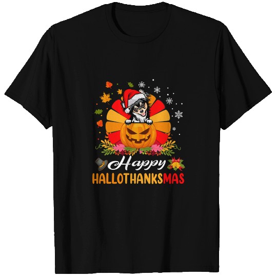 Chihuahua Hallothanksmas Halloween Thanksgiving Christmas T-Shirts