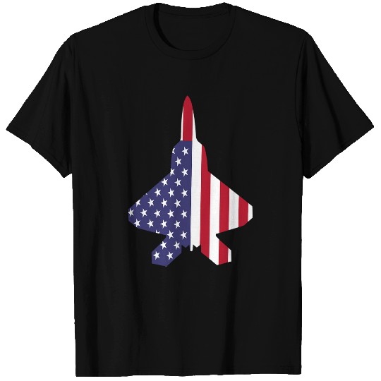 F22 Raptor American Flag 4th of July Patriotic Airplane Art T-Shirts