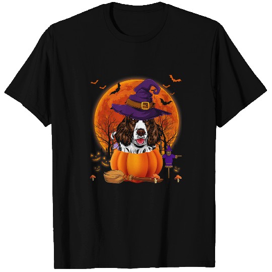 English Springer Spaniel Witch Halloween Pumpkin Funny Dog 1 T-Shirts