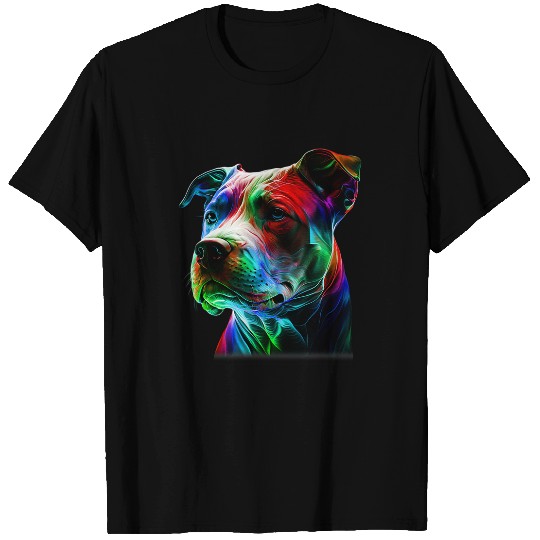 Colorful PitBull Beauty Graphic Art Pitbull Dog Lover T-Shirts