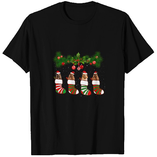 Funny Cocker Spaniel In Socks Christmas Dog Lovers Xmas T-Shirts