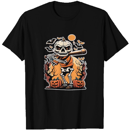 Baseball Skeletons Halloween Men Boys Baseball Halloween 2 T-Shirts
