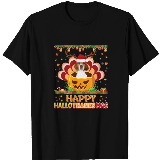 Happy Hallothanksmas English Foxhound Dog Halloween T-Shirts