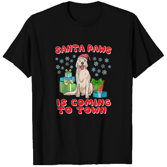 Golden Retriever Cute Christmas Santa Paws Is Coming To Town T-Shirts
