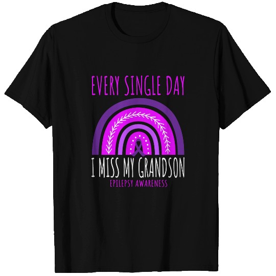 Grandma Grandpa Purple Rainbow Grandson Epilepsy Awareness T-Shirts