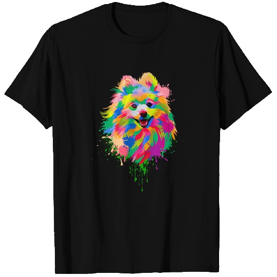 Colorful Splash Pomeranian Art Dog Owner Animal Lover T-Shirts