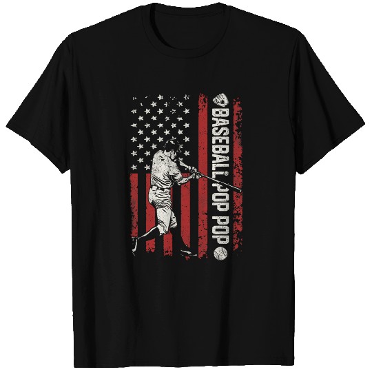 Baseball Pop Pop Flag US Baseball Fathers Day T-Shirts