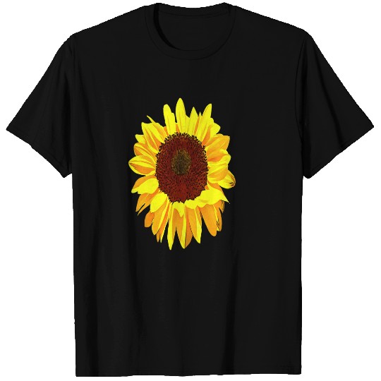 Energizing Yellow Sunflower Black Outline Art T-Shirts