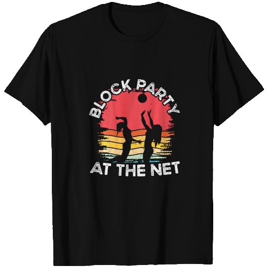Block Party At The Net Backprint Volleyball Coach T-Shirts