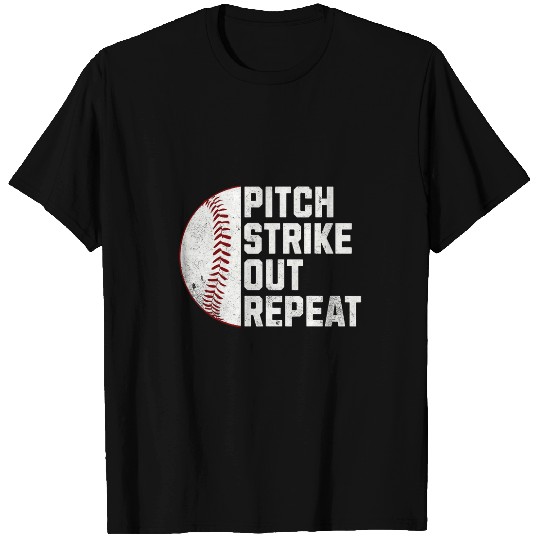 Baseball Pitcher Pitch Strike Out Repeat T-Shirts