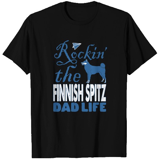 Mens Rockin Finnish Spitz Dog Dad Life Fathers Day Gift T-Shirts