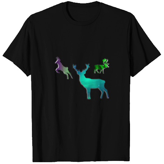 Lacrosse Gift Moose and Deers with Aurora Alaska Northern Lights T-Shirts