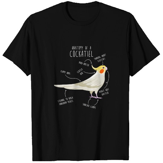Lutino Cockatiel Anatomy Funny Pet Bird Parrot Tiel Lover T-Shirts