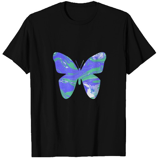 Purple Green White Painted Art Butterfly T-Shirts