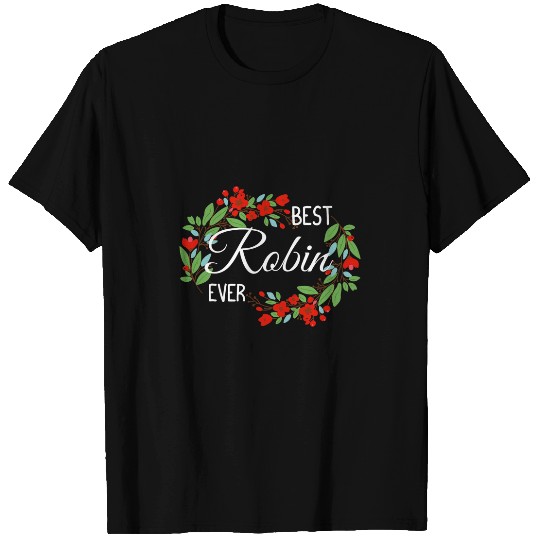 Robin Personalized Name Floral Wreath Flower T-Shirts