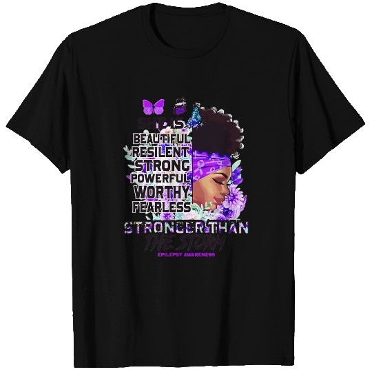 Epilepsy Awareness Black Girl Stronger Than The Storm T-Shirts