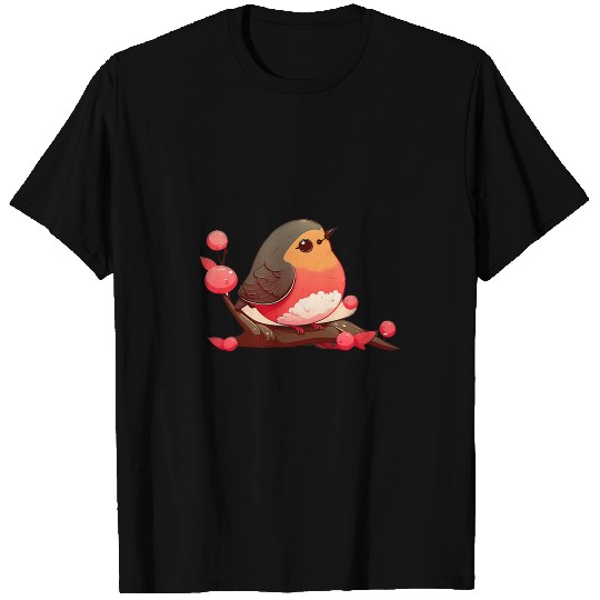 Romantic Red Robin Orb Cherry Blossom Tree with Japanese Art T-Shirts