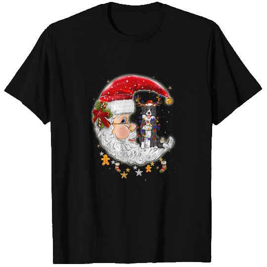 Border collie Dog Santa Reindeer Christmas Lights Pajama T-Shirts