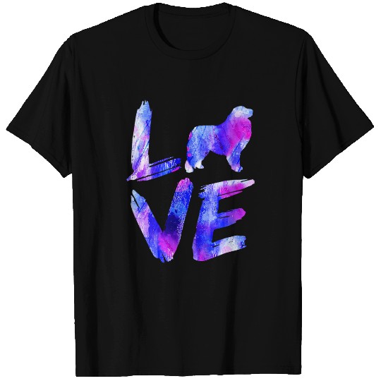 Love Great Pyrenees Watercolor Blue Dog Mom Dad T-Shirts