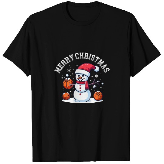 Basketball Christmas Snowman Basket Player Men Women Kids T-Shirts