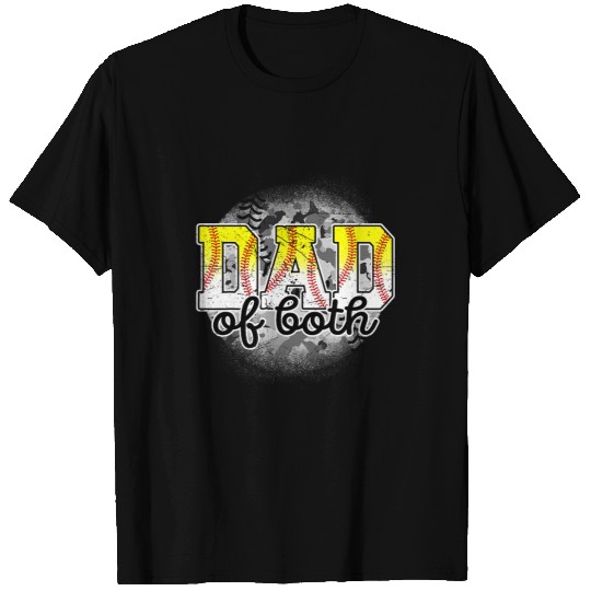 Dad of Both Baseball Softball Fathers Day Baseball Player T-Shirts