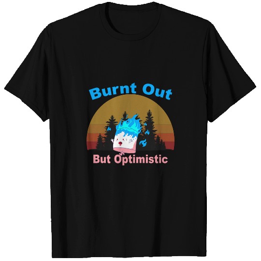 Burnt Out But Optimistic Cute Marshmallow For Camping Kids T-Shirts