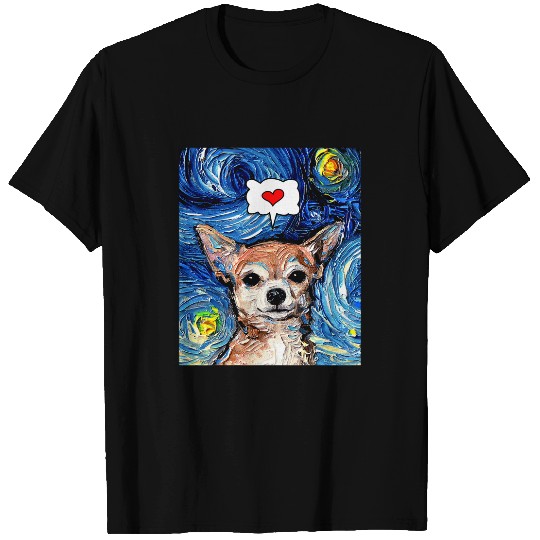 Chihuahua Love Thought Bubble Starry Night Dog Art by Aja T-Shirts