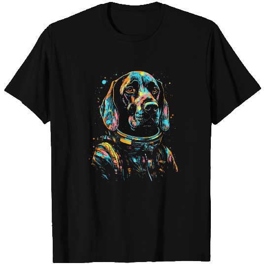 German Shorthaired Pointer Astronaut Dog in Space Fun Black T-Shirts