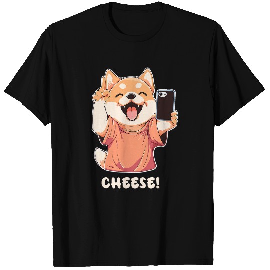 Cute Pomeranian Dog Taking a Photo Cheese T-Shirts