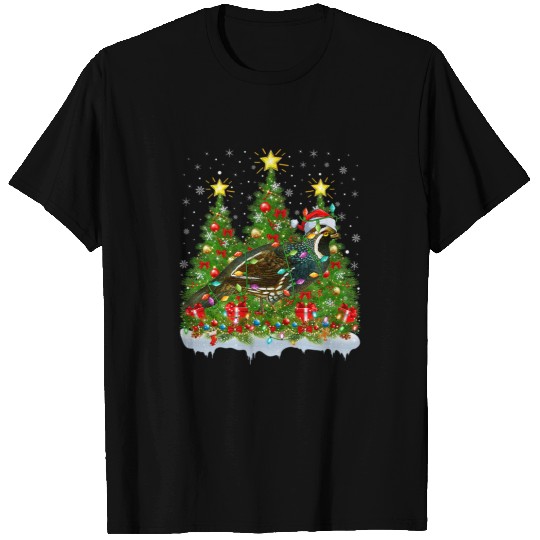 Quail Lighting xmass Tree Lover Funny Quail Bird Christmas T-Shirts