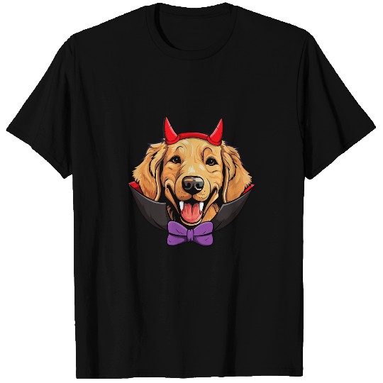 Golden Retriever Dog Vampire Halloween Costume T-Shirts