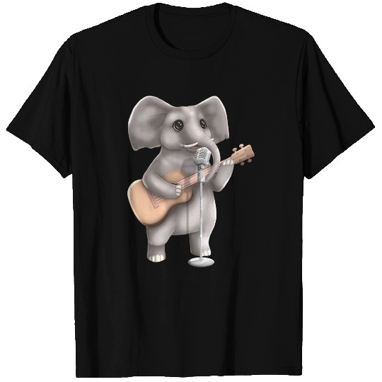 Elephant Singing Guitar Player Musician Cute Music Guitarist T-Shirts