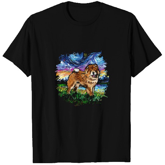 Chow Chowchow Starry Night Dog Pet Art by Aja T-Shirts