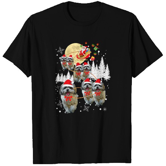 Shih Tzu Funny Reindeer Christmas Moon Santa Dog T-Shirts
