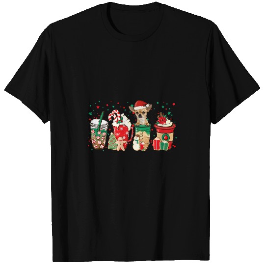 Christmas Coffee Red Peppermint Latte Iced Chihuahua T-Shirts