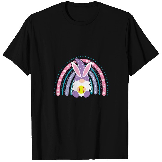 Cute Rainbow Gnome Easter Bunny Gnome Hug Softball Team T-Shirts