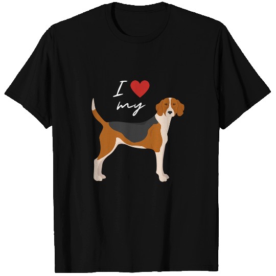 I Love My Black White Tan English Foxhound Dog Lover T-Shirts