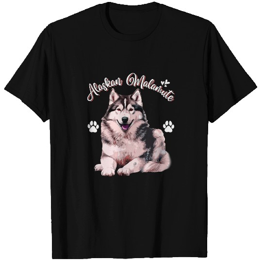 Classic Alaskan Malamutes Dogs Portrait Kawaii Animal Outfit T-Shirts