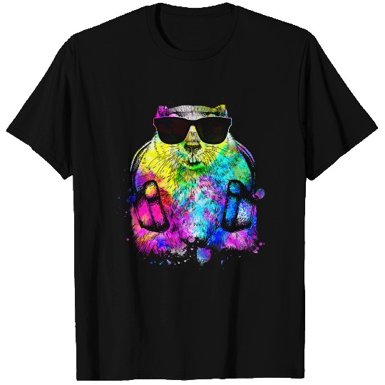 Retro Pop Art Groundhog Woodchuck Gamer with Headphones T-Shirts