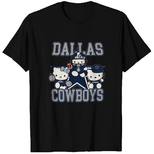 Dallas-Themed Hello Kitty T Shirts, Unisex Football Fans Apparel, Sports Team Casual Pullover, Cute Character Fan Clothing