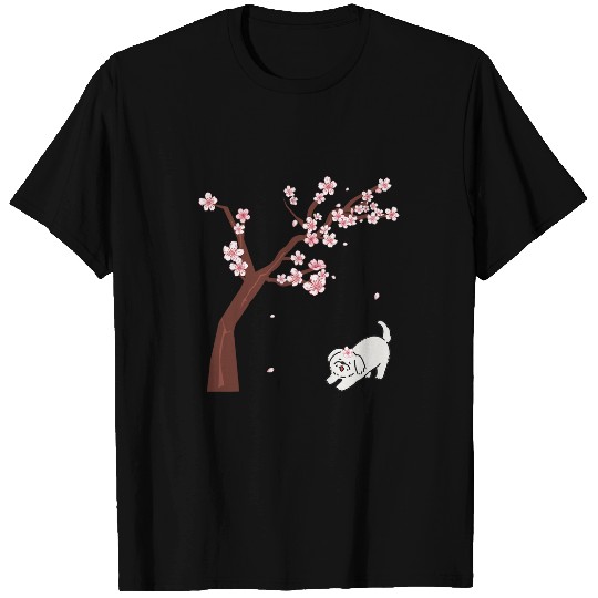 Dog Samoyed Cherry Blossom Cute Kawaii Samoyed Kawaii Japanese Style T-Shirts